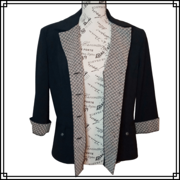 Vintage Studio I Black Retro 80's Statement Blazer Size 10 - Picture 8 of 10